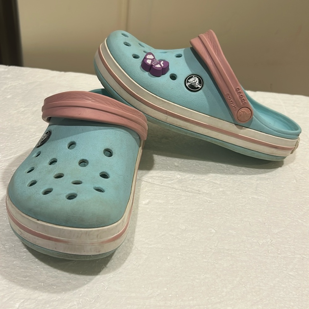 CROCS crocband clogs w/ butterfly jewel on sandals water shoes toddler size 12